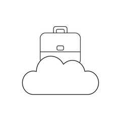 Vector icon concept of briefcase on cloud.