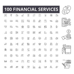 Financial services line icons, signs, vector set, outline concept illustration