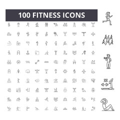 Fitness line icons, signs, vector set, outline concept illustration