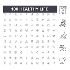 Healthy life line icons, signs, vector set, outline concept illustration