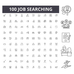 Job searching line icons, signs, vector set, outline concept illustration