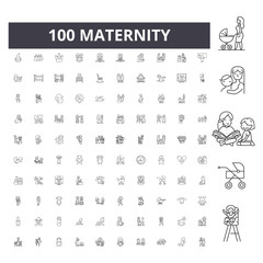 Maternity line icons, signs, vector set, outline concept illustration