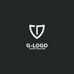 Letter G with Shield Shape Logo on Dark Grey Background