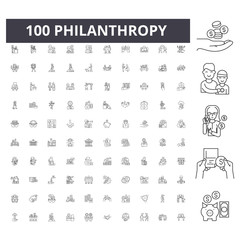 Philanthropy line icons, signs, vector set, outline concept illustration