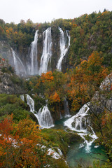 Plitvice Lakes, National Park in Croatia, Europe - Waterfall Veliki slap