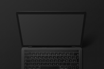 minimalistic black laptop mockup - obrazy, fototapety, plakaty