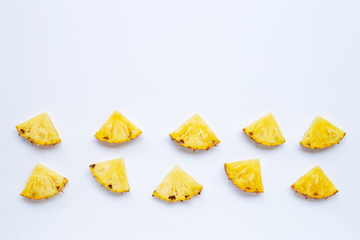 Pineapple slices on white.