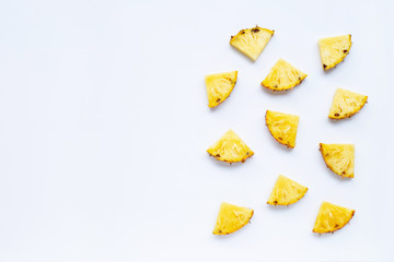 Pineapple slices on white.