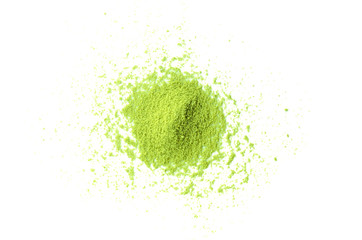 Powdered matcha green tea isolated on white