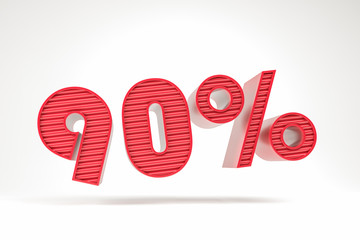 Red 90 percent discount label  on the white background. Sale concept.