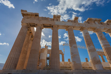 Fototapeta premium Lateral view of the eastern part of the Parthenon in the Acropolis