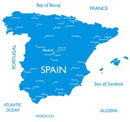 Vector map of Spain | Outline detailed map with city names