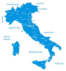 Vector map of Italy | Outline detailed map with city names
