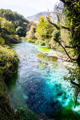 Naklejka na ściany i meble The Blue Eye - Syri i Kaltër, water spring near Muzinë in Vlorë County, southern Albania, Europe