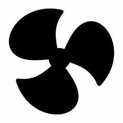 Fan dark silhouette isolated on white background