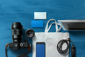 blue photographer brand mockup