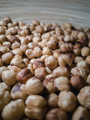 roasted and poorly peeled hazelnuts