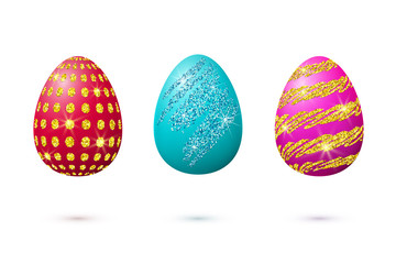 Three glittering easter eggs