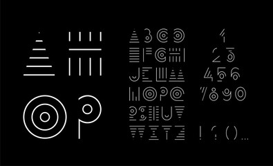Obraz premium Geometric abstract technology font. Futuristic alphabet. Design letters and numbers. Modern abstract font and alphabet. Vector abc