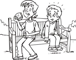 boy eating a sandwich