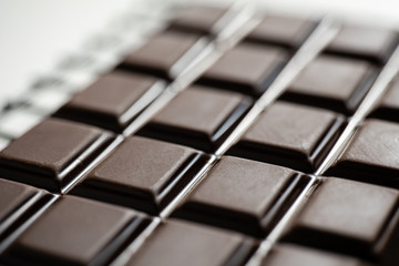 Closeup dark chocolate tablet