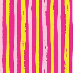 Cercles muraux Rayures verticales Rayures grunge verticales roses et jaunes picturales tropicales. Modèle vectorielle continue sur fond rose vif. Idéal pour le bien-être, la beauté, l& 39 été, les produits de cuisine, la fête, l& 39 emballage, la papeterie