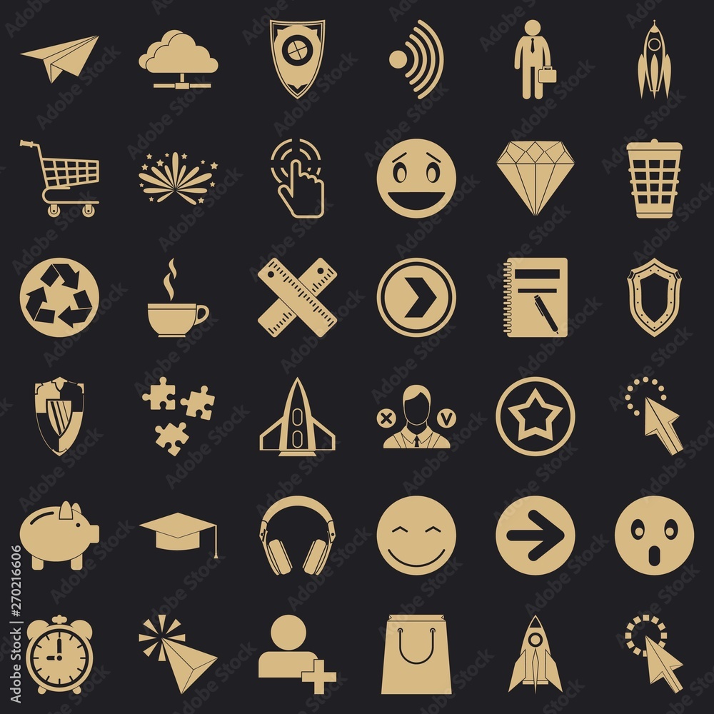 Poster cloud of interface icons set. simple style of 36 cloud of interface vector icons for web for any des