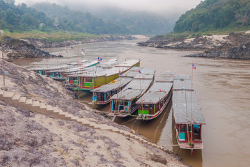 Long boat on Mekong river, Laos