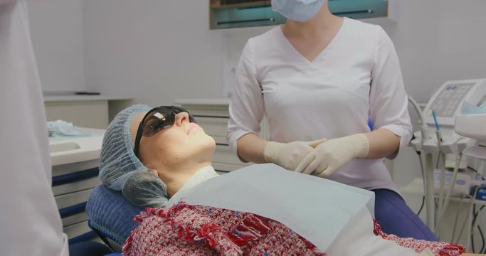 patient in dental chair that wait for checkup