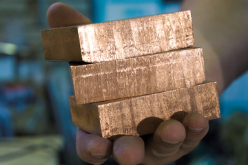 pieces of copper in the hand 