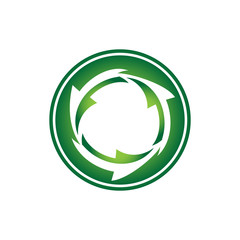 Abstract logo design Recycle arrow with cycle cover isolated on white background vector