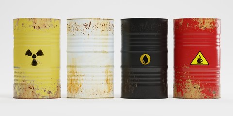 Realistic 3D Render of Rusty Barrels