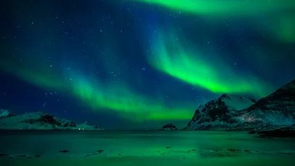 Selbstklebende Fototapete Nordlichter Aurora Borealis Lofoten