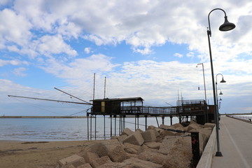 Pescara, Italy. Ancient fishing machine typical of the Gargano coast, Molise and Abruzzo, protected...