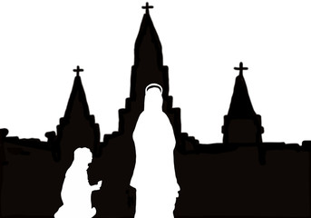 silhouette santuario e Madonna di Lourdes