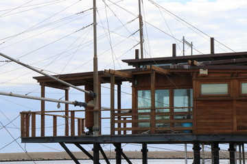 Pescara, Italy. Ancient fishing machine typical of the Gargano coast, Molise and Abruzzo, protected...