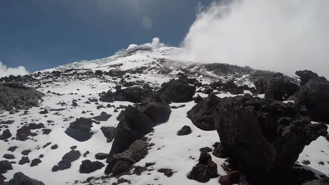 Cotopaxi smoking active volcano in Ecuador