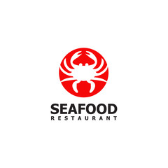 Crab seafood logo design vector template