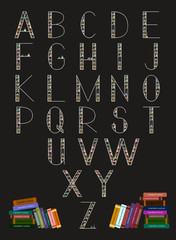 Illustration of books alphabet. For schools like posters, bunners, and other printed things