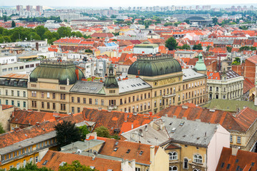 Obraz premium Amazing colorful rooftops and skyline of Zagreb Old town, Croatia