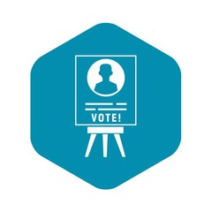 Vote candidate poster icon. Simple illustration of vote candidate poster vector icon for web design isolated on white background