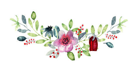 Obraz na płótnie Canvas watercolor pansy bouquet