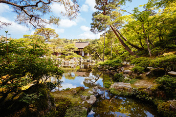 Fototapeta na wymiar Silver Pavillion Ginkakuji Temple Kyoto Japan