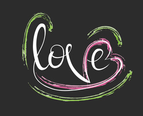 illustration of lettering with a word love inside, greeting card, prinded t shirts, other various jobs