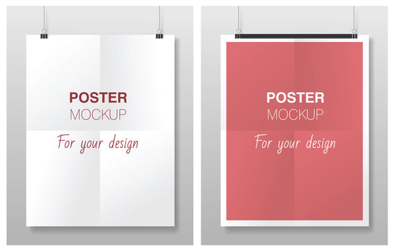 Vector set posters hanging on white wall