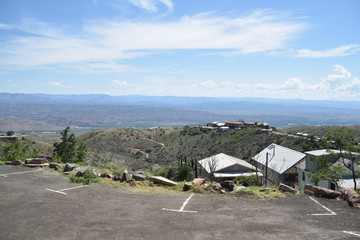 Jerome, AZ. U.S.A. May 18, 2018. A National Historical Landmark 1967. Main street on Jerome&rsquo;s Cleopatra hill tunnel copper mining boom 1890s to bust 1950s. 