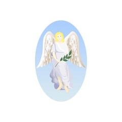 Angel with palm branch vector