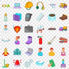 Work icons set. Cartoon style of 36 work vector icons for web for any design