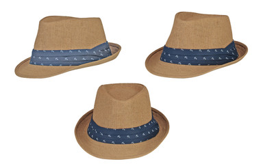 Men's beige headdress. Isolated image on white background. Men's clothing. Set.