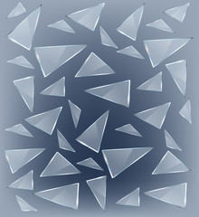 Vector transparent broken glass with sharp pieces. Abstract glass surface background